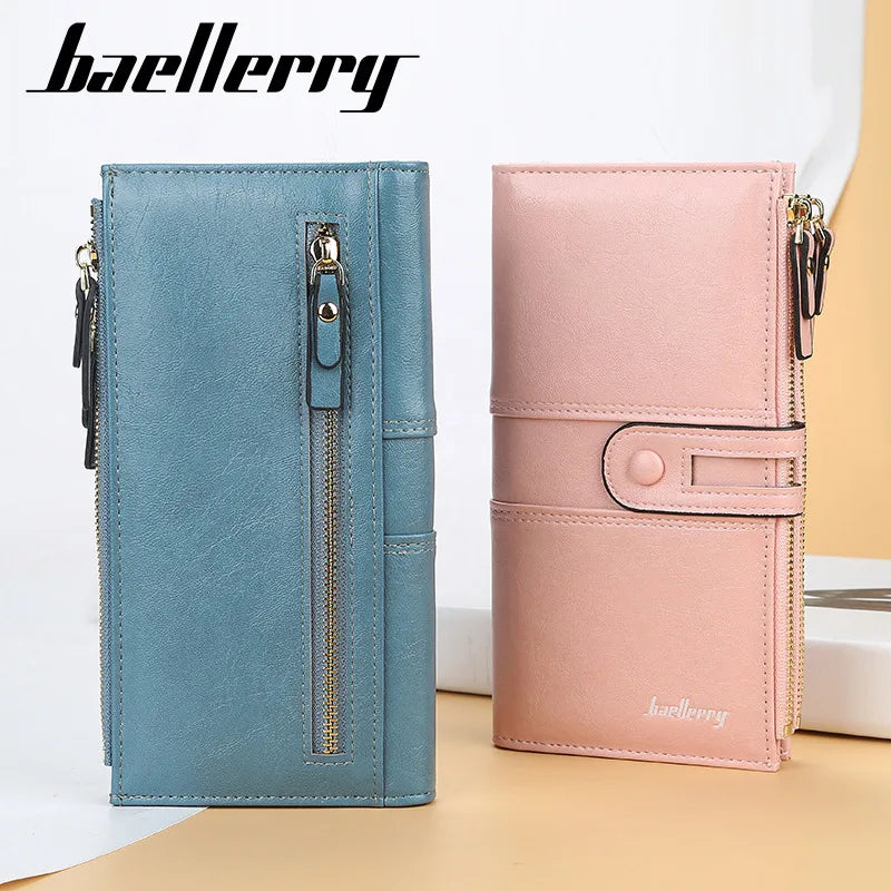 2023 Women Wallets Fashion Long PU Leather Top Quality Card Holder Classic Female Purse  Zipper Brand Wallet For Women