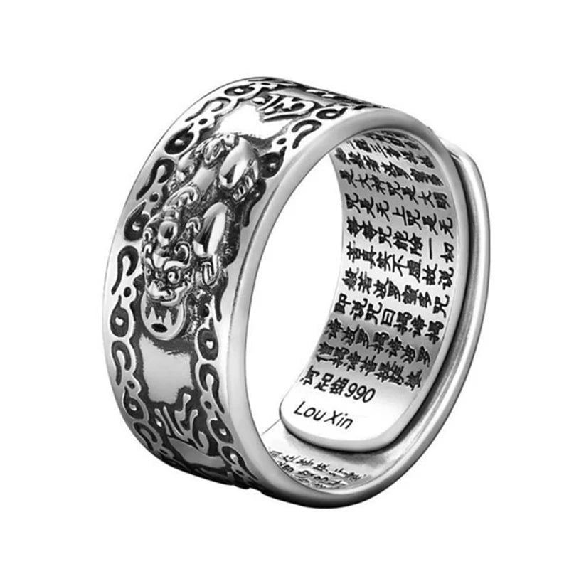 Buddhist Jewelry Women Men's Gift Creative Exquisite Ring Domineering Pixiu Feng Shui Amulet Wealth Good Luck Adjustable Ring