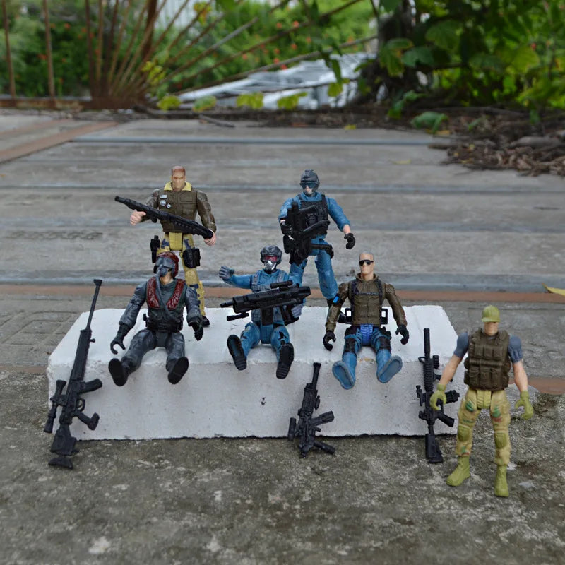 12 Pack Special Forces Army Combat SWAT Soldier Action Figures with Military Weapons and Accessories (4-Inches)