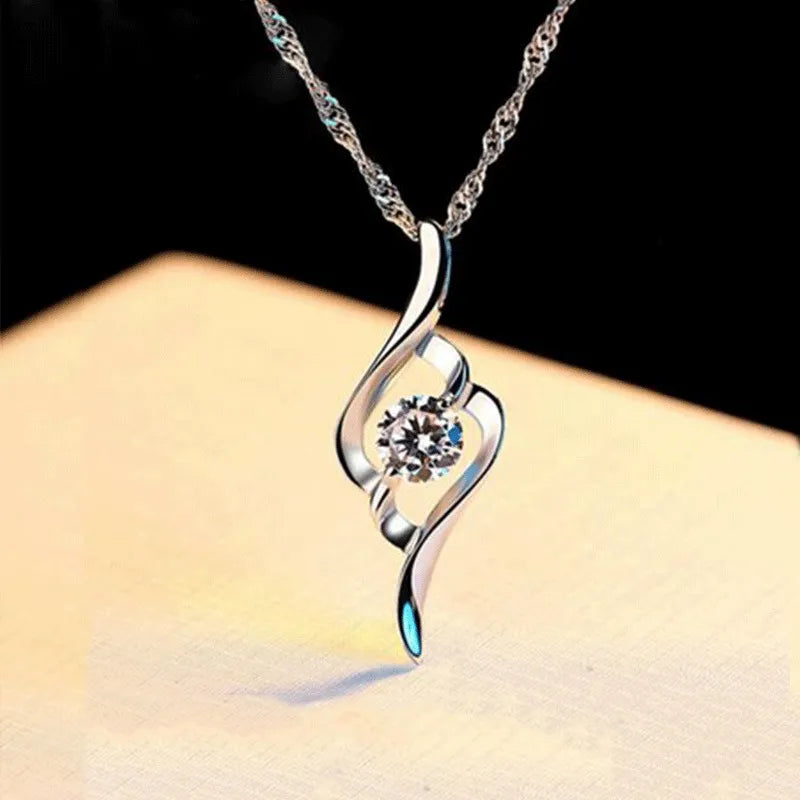 Fashion Heart Zircon Necklace Earrings Combination Set Engagement Necklace Earrings for Women Jewelry Set Party Anniversary Gift