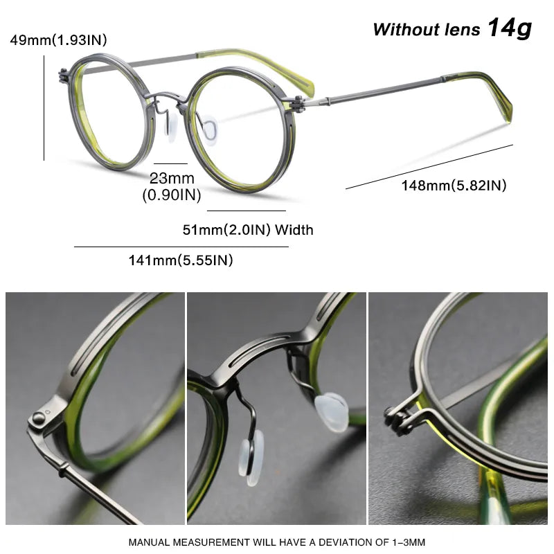 Vintage Titanium Eyeglasses Frame Men Round Myopia Prescription Glasses Women Retro Optical Luxury Brand Glasses Frame Eyewear