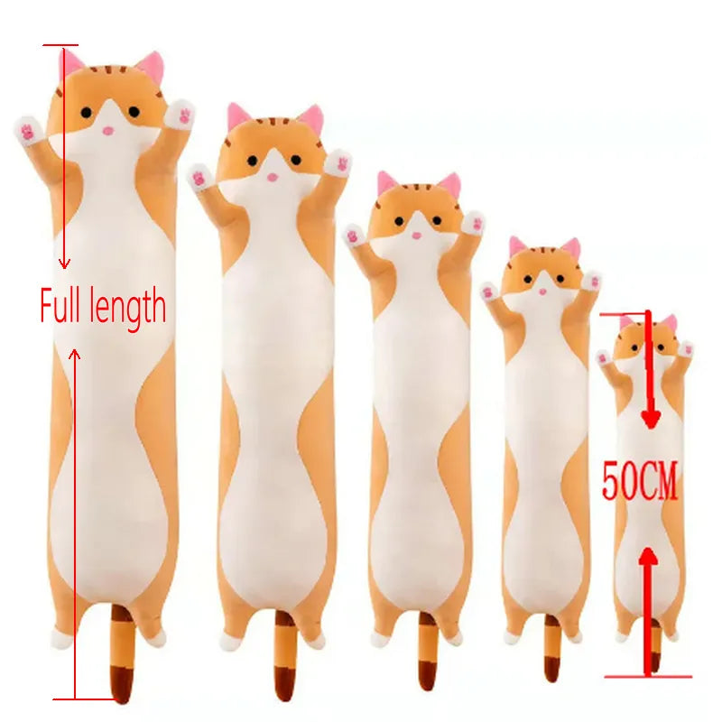 10 Styles 50-150cm Long Cat Plush Toys Stuffed Soft Pause Office Nap Doll Bed Sleepping Pillow Home Decor Birthday Girls Gifts