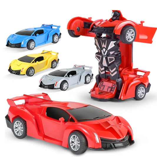 2 in 1 One-key Deformation Car Toys Automatic Transform Robot Plastic Model Car Diecasts Action Figure Classic Toy For Kids Boy