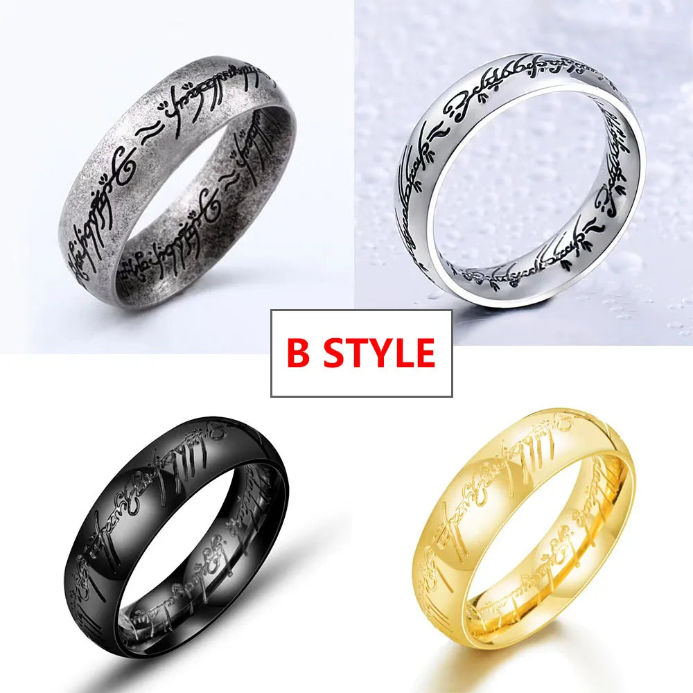 2023 new Stainless Steel 3D Carved Refined movie Wedding Ring Lovers Women Men Fashion Jewelry free shipping