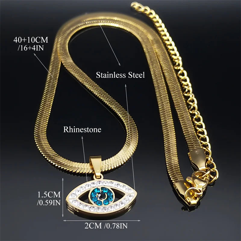 Vintage Crystal Evil Demon Eye Choker Necklaces for Women Stainless Steel Gold Plated Necklaces Jewelry collares mujeres N8239