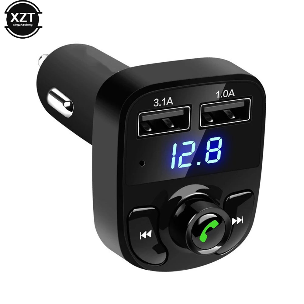 X8 Car Dual USB Fast Charger FM Transmitter Bluetooth-compatible5.0 Handsfree Car Kit Audio Modulator MP3 Player Audio Receiver