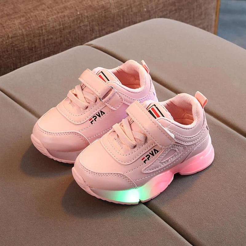 Zapatillas Child Sport Shoes Spring Luminous Fashion Breathable Kids Boys Net Shoes Girls LED Sneakers with Light Running Shoes