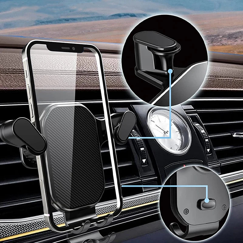 SEAMETAL Gravity Car Phone Holder Air Vent Hook Phone Mount 360-Degree Rotation Smart Phone Holder for Car One-Hand Placement