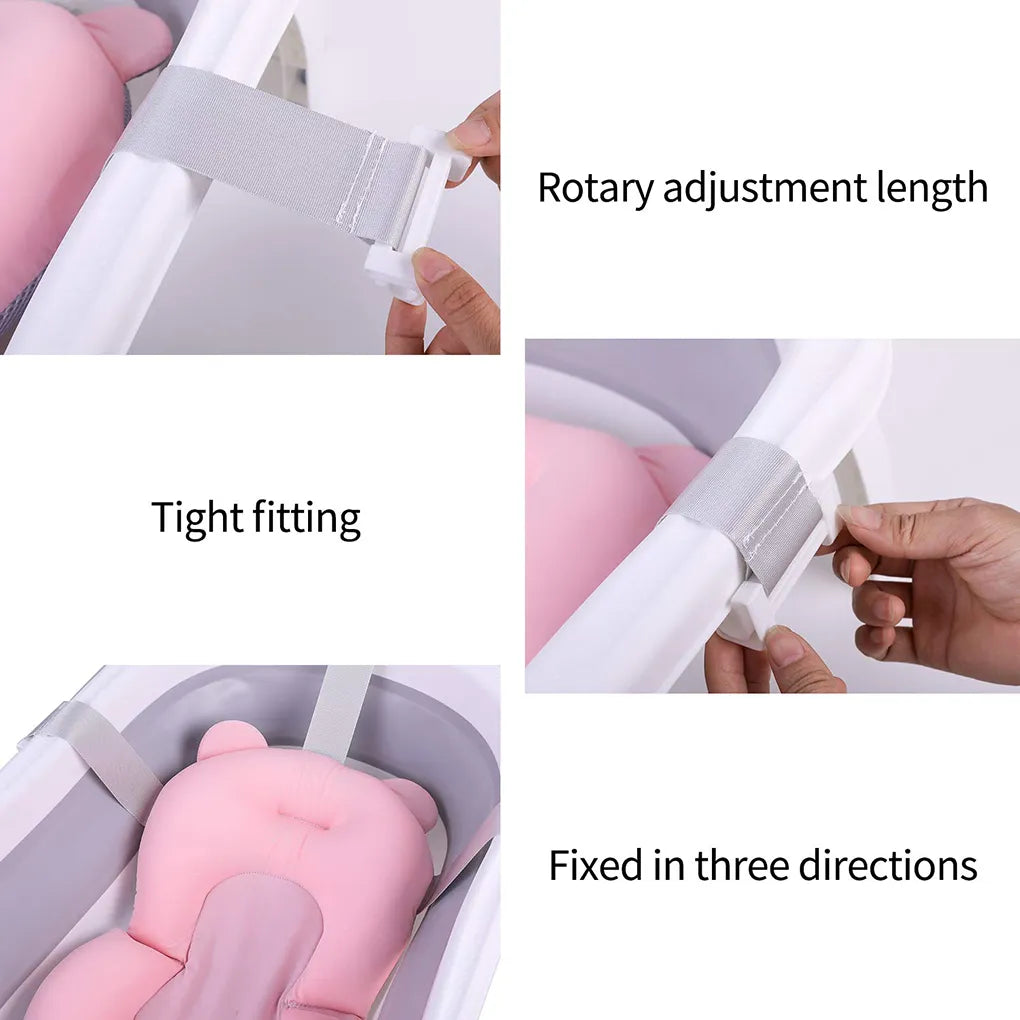 مقعد استحمام للأطفال، وسادة دعم حوض الاستحمام الآمن غير القابل للانزلاق، شبكة مريحة للسفر، وسادة للأطفال الصغار مع أحزمة