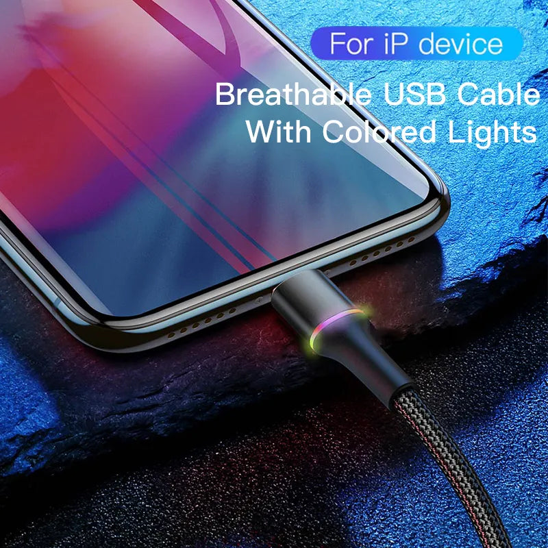 Baseus USB Cable For iPhone 12 11 13 Pro XS Max Xr X 8 7 6 LED Lighting Fast Charge Charger Phone Cable