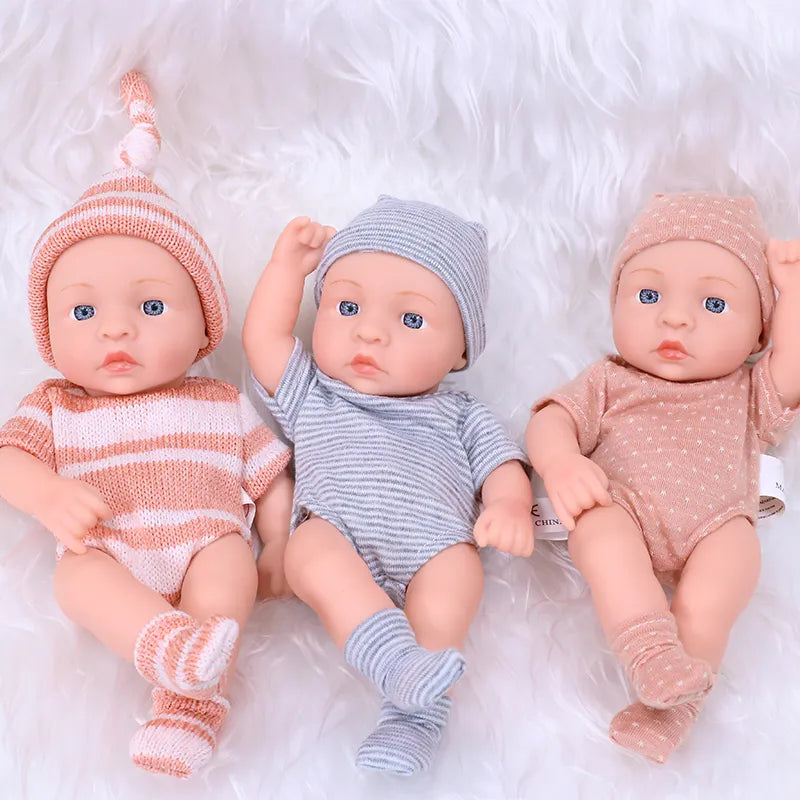 20cm Baby Silicone Reborn Dolls Toys Cute Expression Yawn Lifelike Reborn Toy Vinyl Doll Children Play House Toys Birthday Gifts