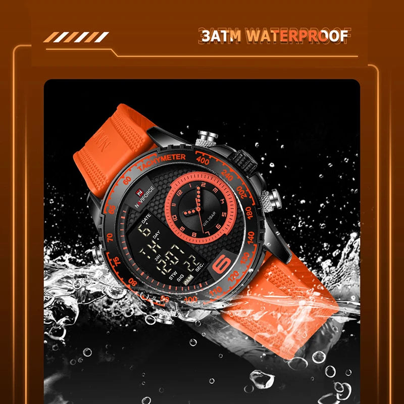 NAVIFORCE Military Sport Watches for Men Water Resistant Soft Silicone Strap Man Clock Luxury Luminous Male Wristwatches NF9199T