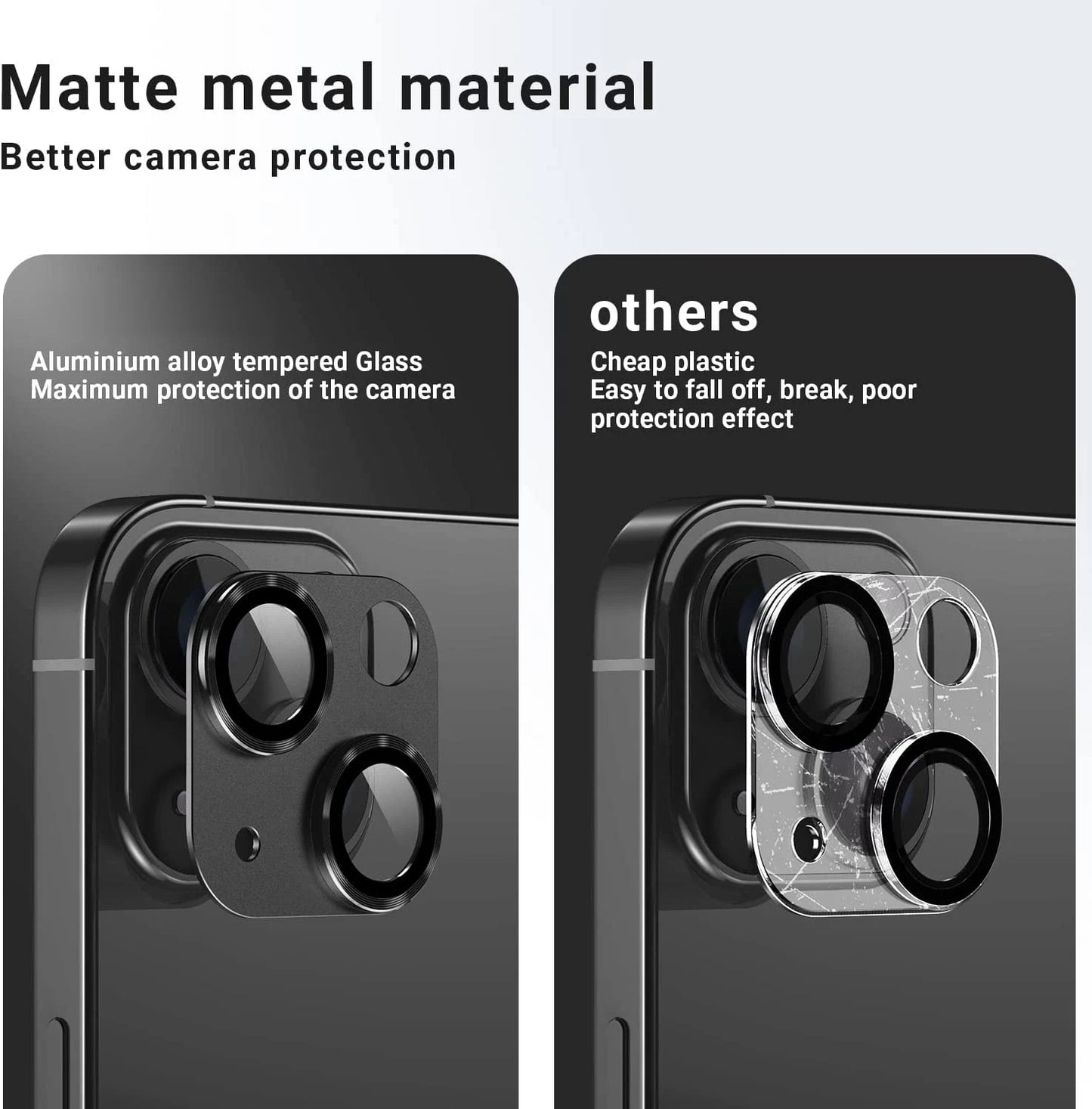 غطاء حماية عدسة الكاميرا من الزجاج المقوى المعدني لهاتف iPhone 14 Plus 13 Pro Max 12 Mini 14Plus 14Pro 13Pro ملحق الهاتف