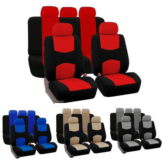 Universal Car Seat Cover Set Fit Most Car Plain Fabric Bicolor Stylish Car Accessories Seat Protector