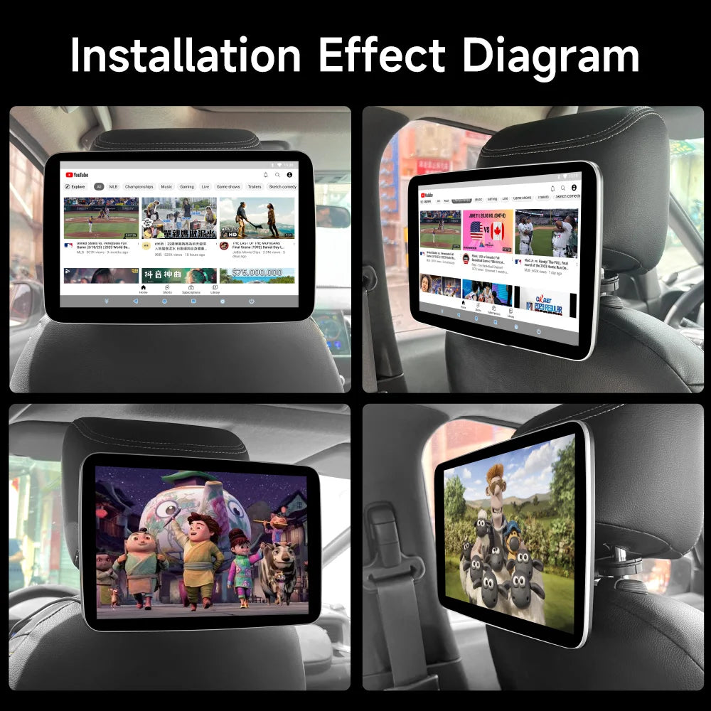 New Headrest Monitor Display IPS Android Tablet Touch Screen For Car Rear Seat Player Video Music Bluetooth AirPlay HDMI