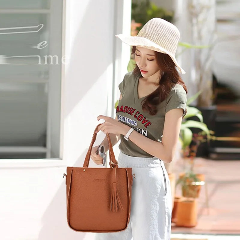 Woman Bag New Fashion Four-Piece Shoulder Bag Set Messenger Bag Wallet Handbag Bolsa Feminina Luxury Girls Messenger Bag