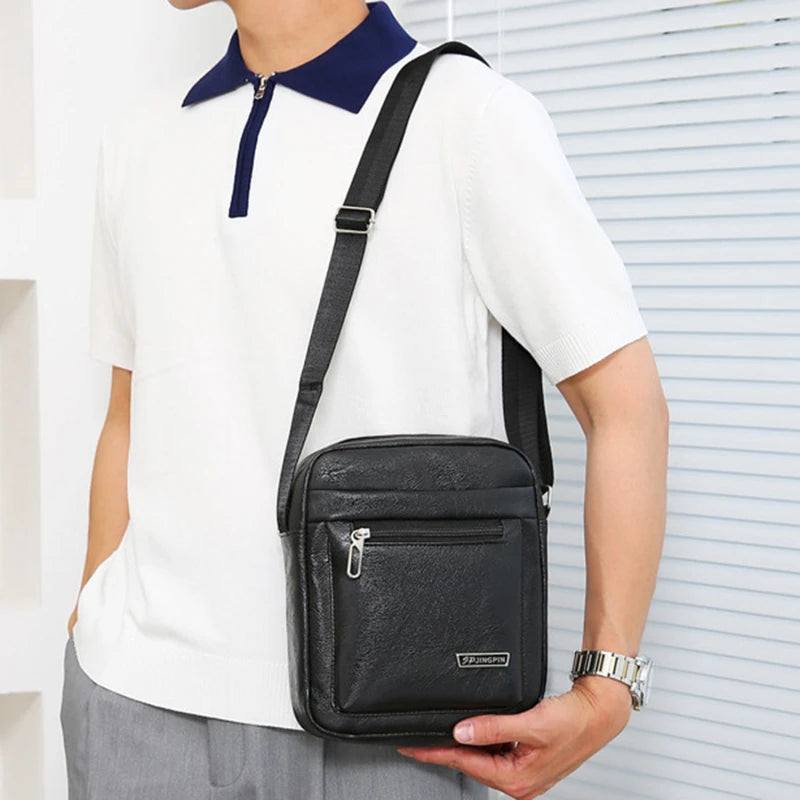 Men's Crossbody Bag Vintage Fashion Casual PU Business Large Capacity Handbag Practical and Durable Male's Shoulder Bags