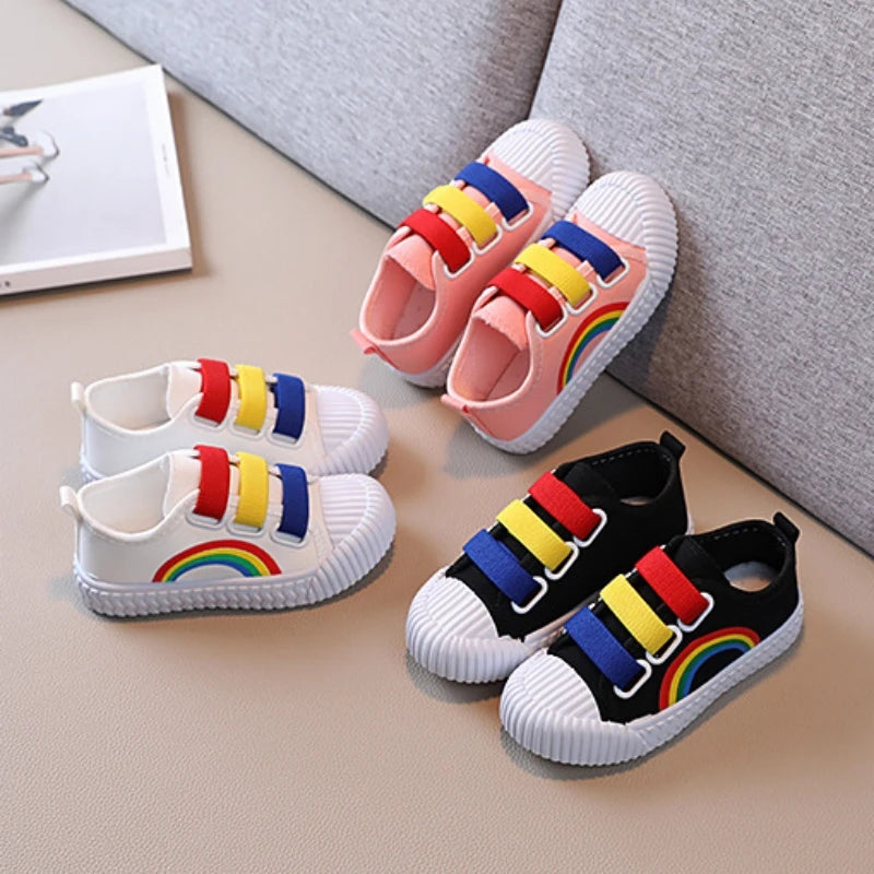 Autumn Casual Shoes Canvas Shoes Girls' Shoes Rainbow Shoes for Kids Girls Board Shoes Boys Sneakers Soft Sole Kid Shoes tênis