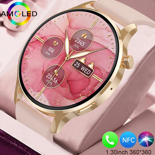 New Women's Smartwatch Watch Heart Rate Blood Pressure Blood Oxygen Monitor HD Bluetooth Call NFC Smartwatch for Android iOS