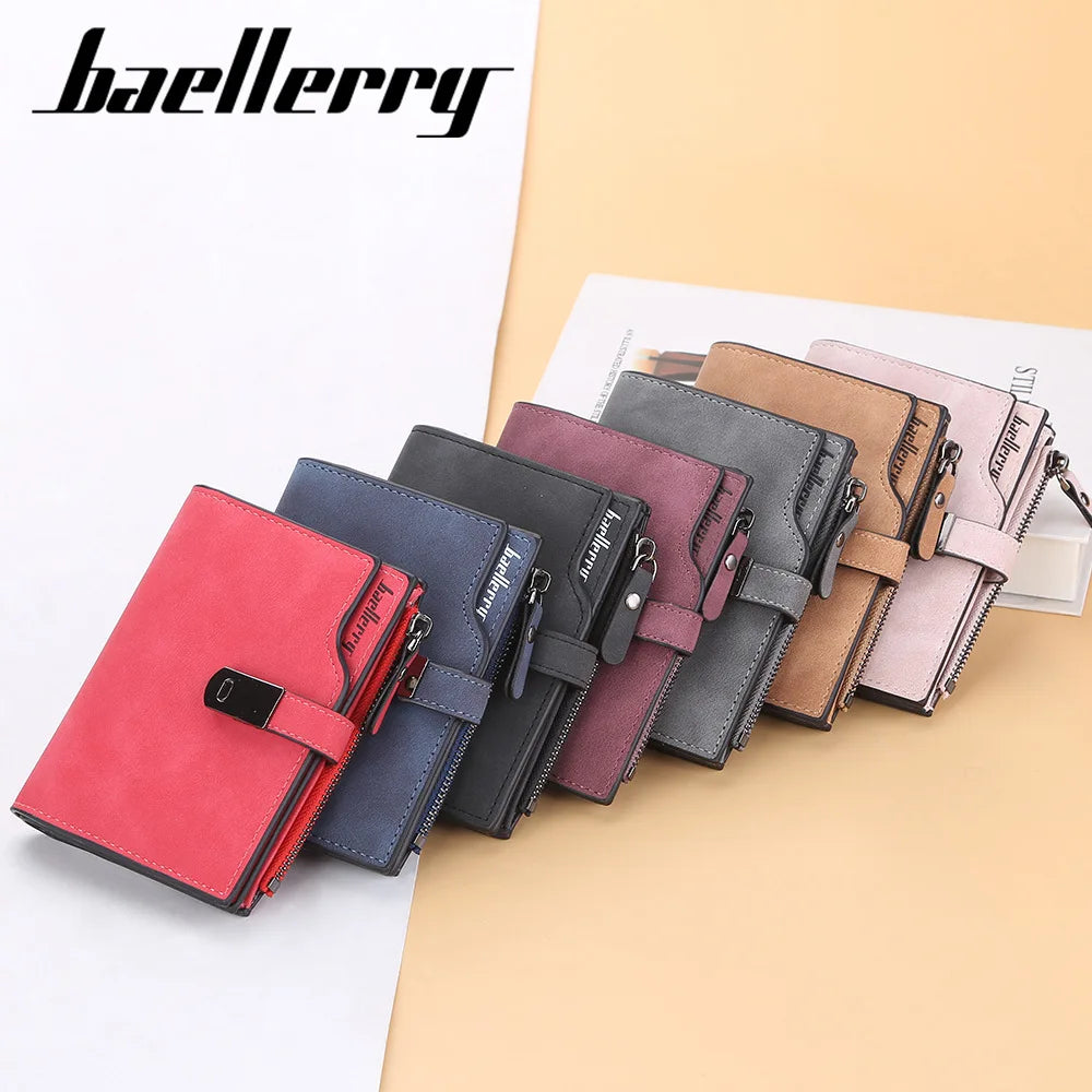 Baellerry Women Wallets Short Magnetic Buckle Top Quality Card Holder Female Purse Zipper Wallet For Women