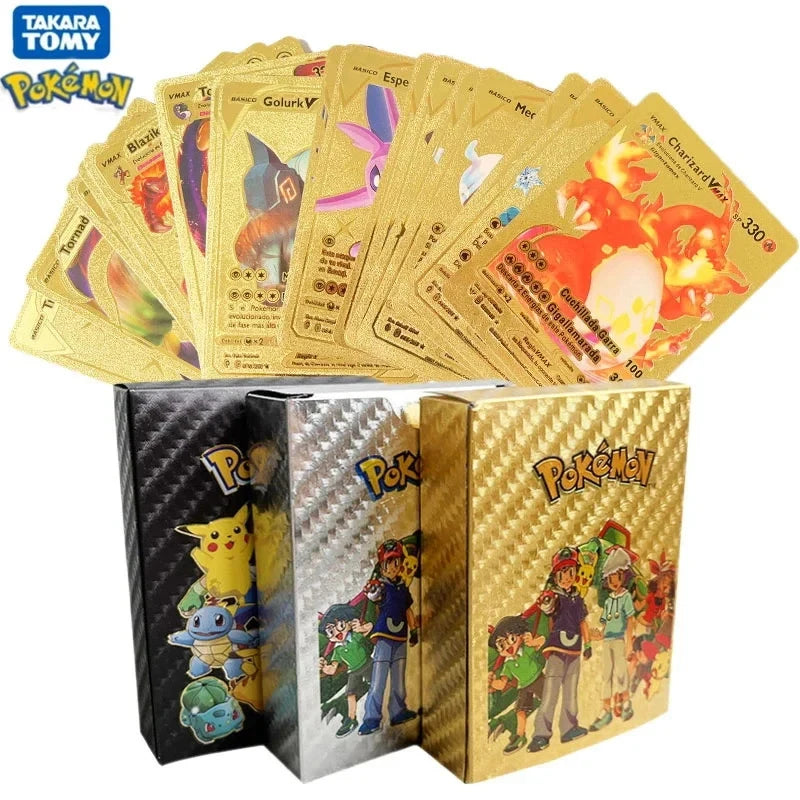 11-110Pcs Pokemon English German Spanish French Playing Cards Charizard Vmax Gx Rare Pikachu Battle Trainer Collection Card Toys