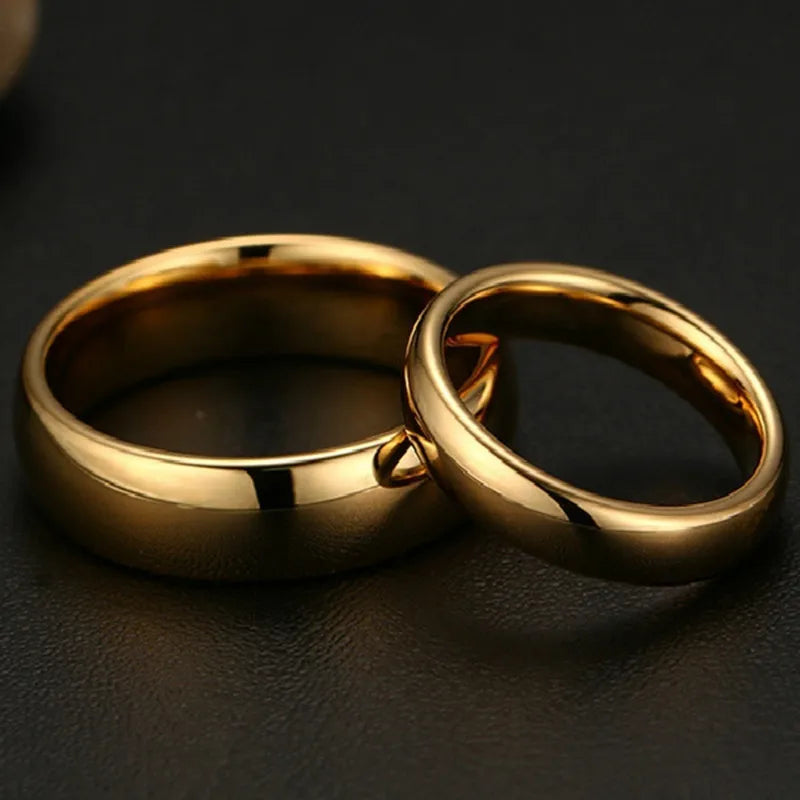 Fashion Simple Gold Plated Glossy Ring Classic Couple Banquet Exquisite Jewelry