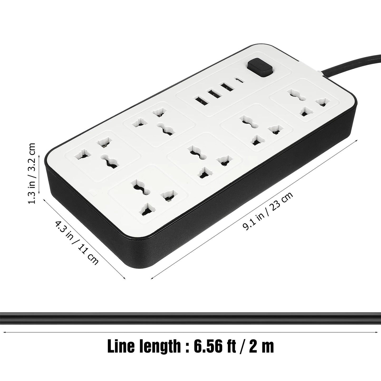 Flat Power Strip Extension Cable Multi Plug Outlet With USB Charging Ports UK Plug British Standard Panel Wiring Socket