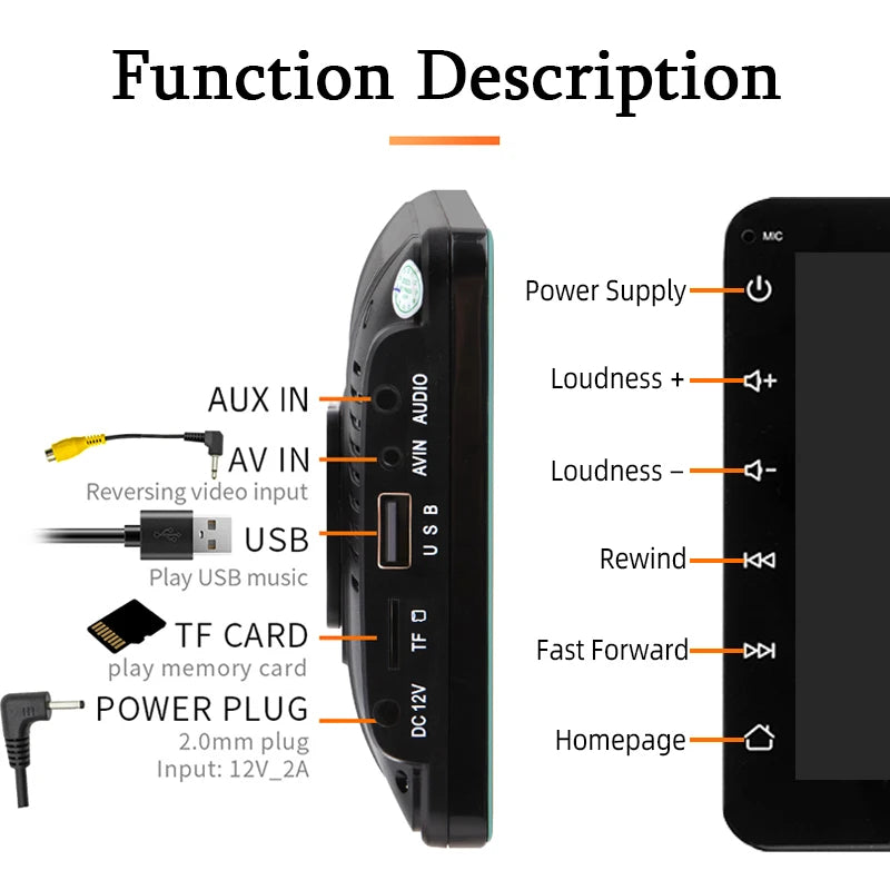 7inch Car Radio Carplay Android Auto Multimedia Video Player IPS Touch Screen AUX Input Bluetooth MirrorLink Universal Autoradio