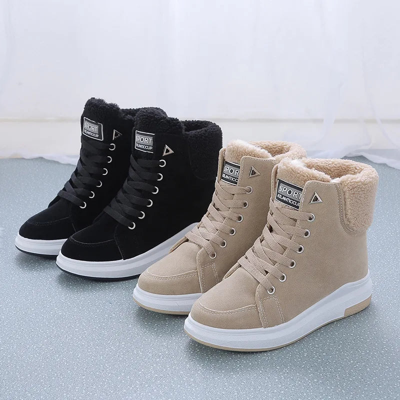 Platform Women's Shoes Winter Women Sneakers Warm Fur Plush Lady Casual Shoes Lace-up Fashion Woman Chunky Sneaker tenis femme