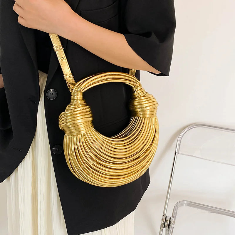 MOODS Luxury Evening Purses For Women Golden Noodle Knot Design Dinner Party Clutch Bag   Luxury Designer Purses And Handbags