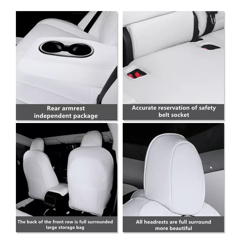 Car Seats Cover For Tesla Model 3 Y Nappa Leather Full Surround Style Factory Wholesale Price White Cushion Interior Accessories