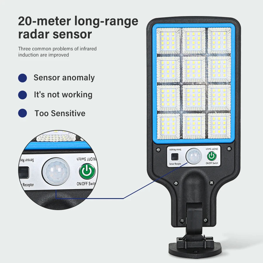 New Upgrade Outdoor Solar LED Lights 3 Light Mode With Motion Sensor Garden Courtyard Garage Waterproof LED COB Street Lamp