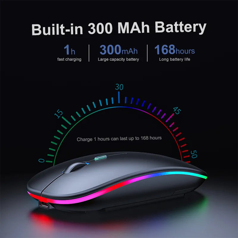 Wireless Mouse Bluetooth RGB Rechargeable Mouse Wireless Computer Silent Mause LED Backlit Ergonomic Gaming Mouse For Laptop PC