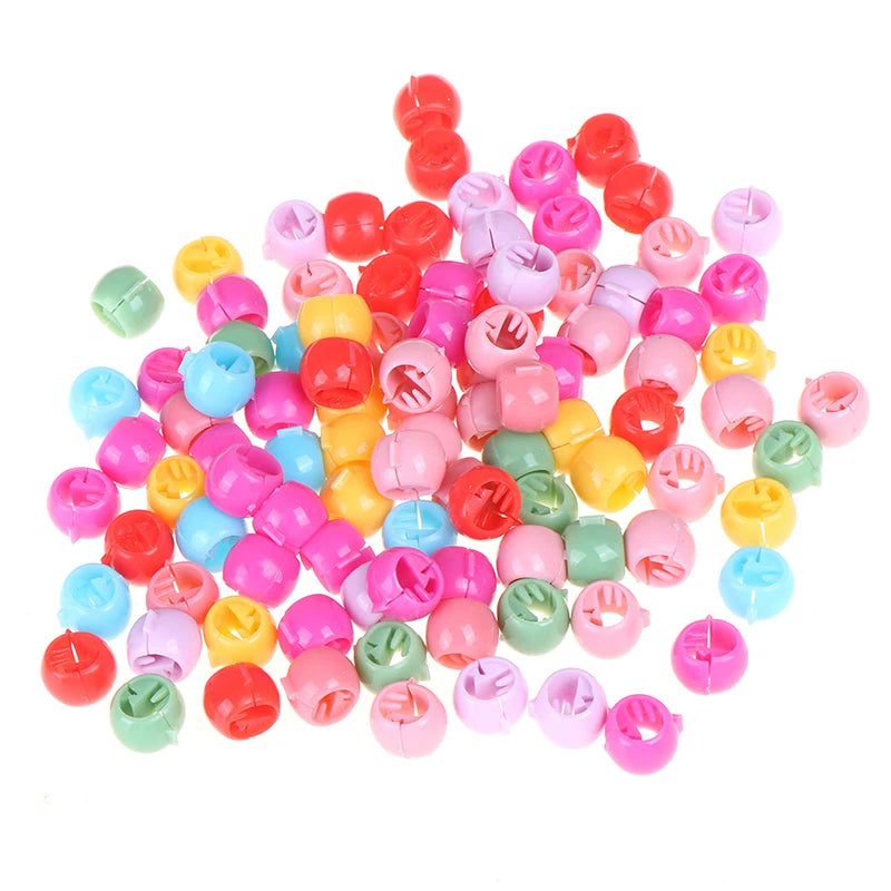 100 pcs Hair Braids Maker Beads Headwear Cute Candy Colors Plastic Hairpins Hair Claw Clips For Women Girls Hair Accessories