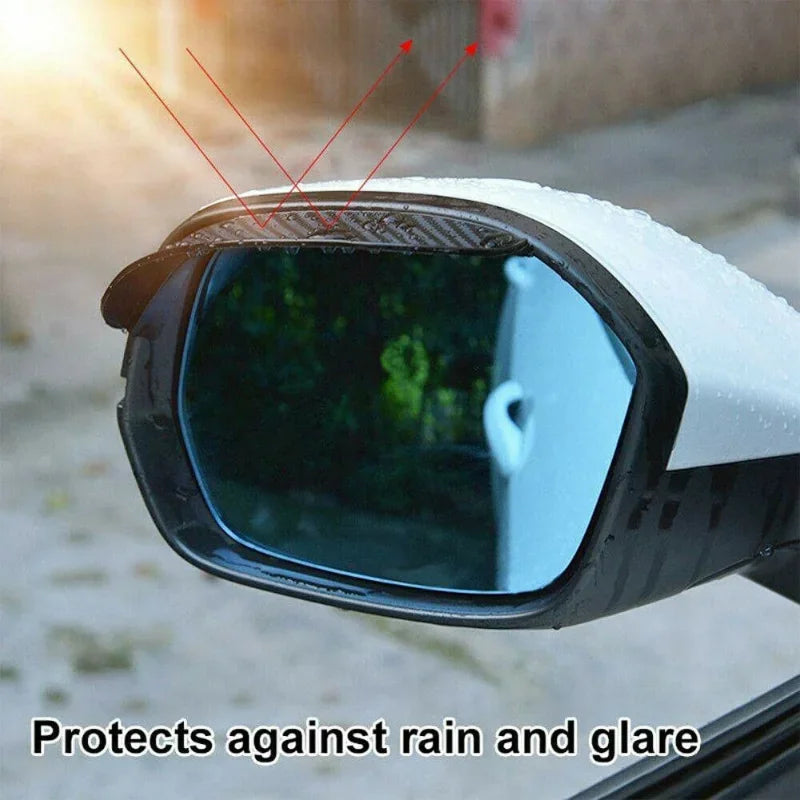 Car Rearview Mirror Rain Eyebrow Carbon Fiber Sun Visor Shade Cover Universal Auto Rear View Mirror Rainy Shield Guard