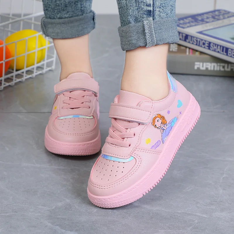 Kids Sneakers Four Seasons Girls Fashion Sports Running Shoes Non-slip Children's Flat Shoes Casual Breathable Outdoor Sneaker