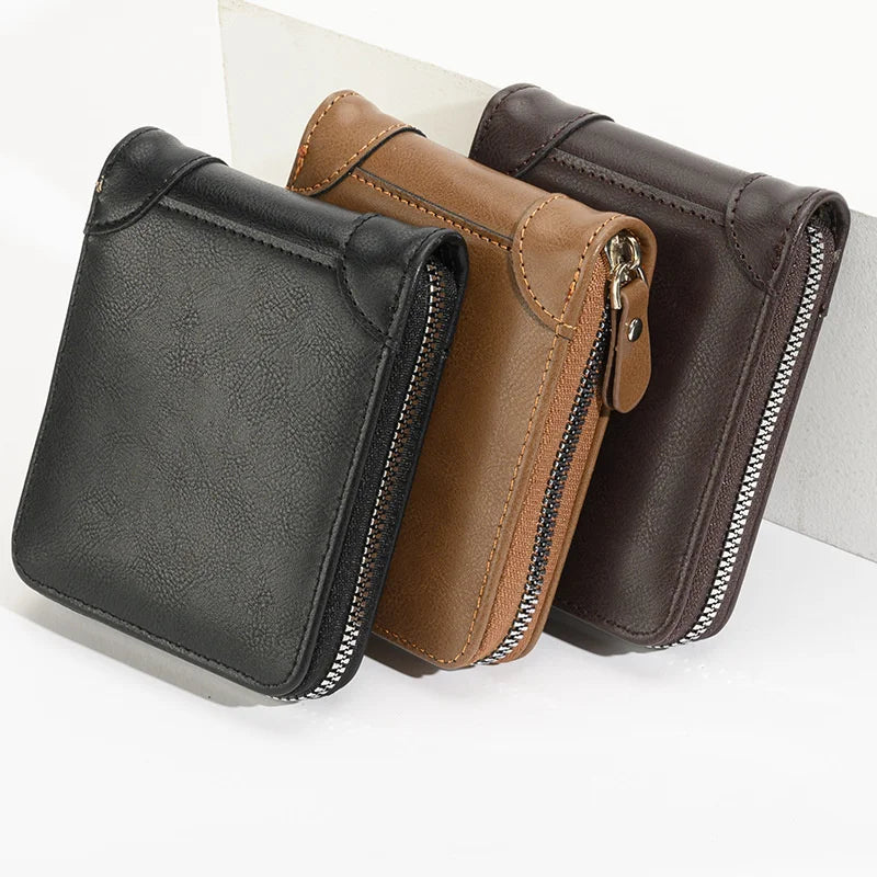 Man Short Wallet RFID Anti-theft ZeroWallet Men's Trendy Brand Wallet Horizontal Fold Short Wallet Anti Magnetic Card Holder