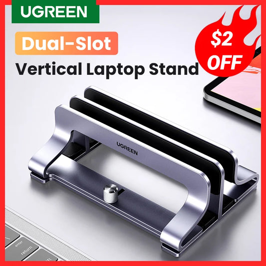 UGREEN Vertical Laptop Stand Holder Foldable Aluminum Notebook Stand Laptop Tablet Stand Support For Macbook Air Pro PC 17 inch