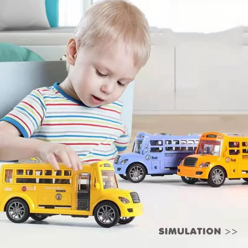 School Bus Car Toys for Children Class A Models Toy Boy with Opening Doors Inertia for Kids Educational Boy's Birthday Gift