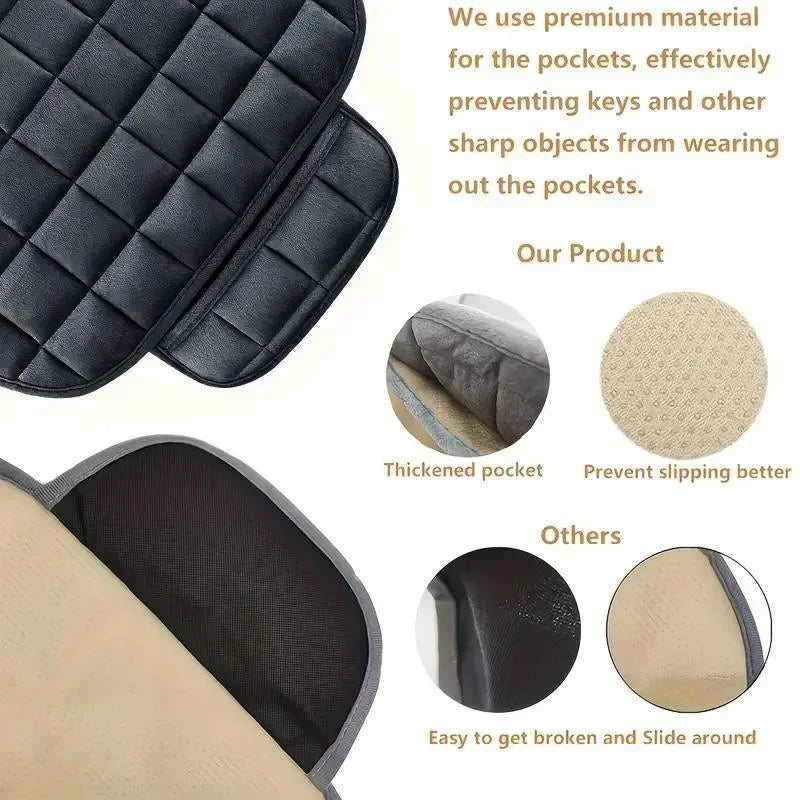 Universal Winter Warm Car Seat Cover Front Rear Seat Cover Protector with Storage Pouch Breathable Pad Car Interior Accessories