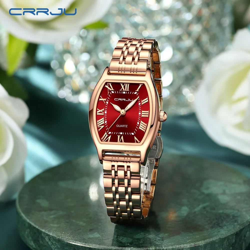 CRRJU Women Watches Creative Steel Dress Bracelet Wristwatches Ladies Square Waterproof Female Relogio Feminin