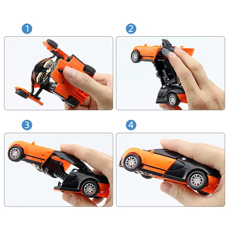 2 in 1 One-key Deformation Car Toys Automatic Transform Robot Plastic Model Car Diecasts Action Figure Classic Toy For Kids Boy