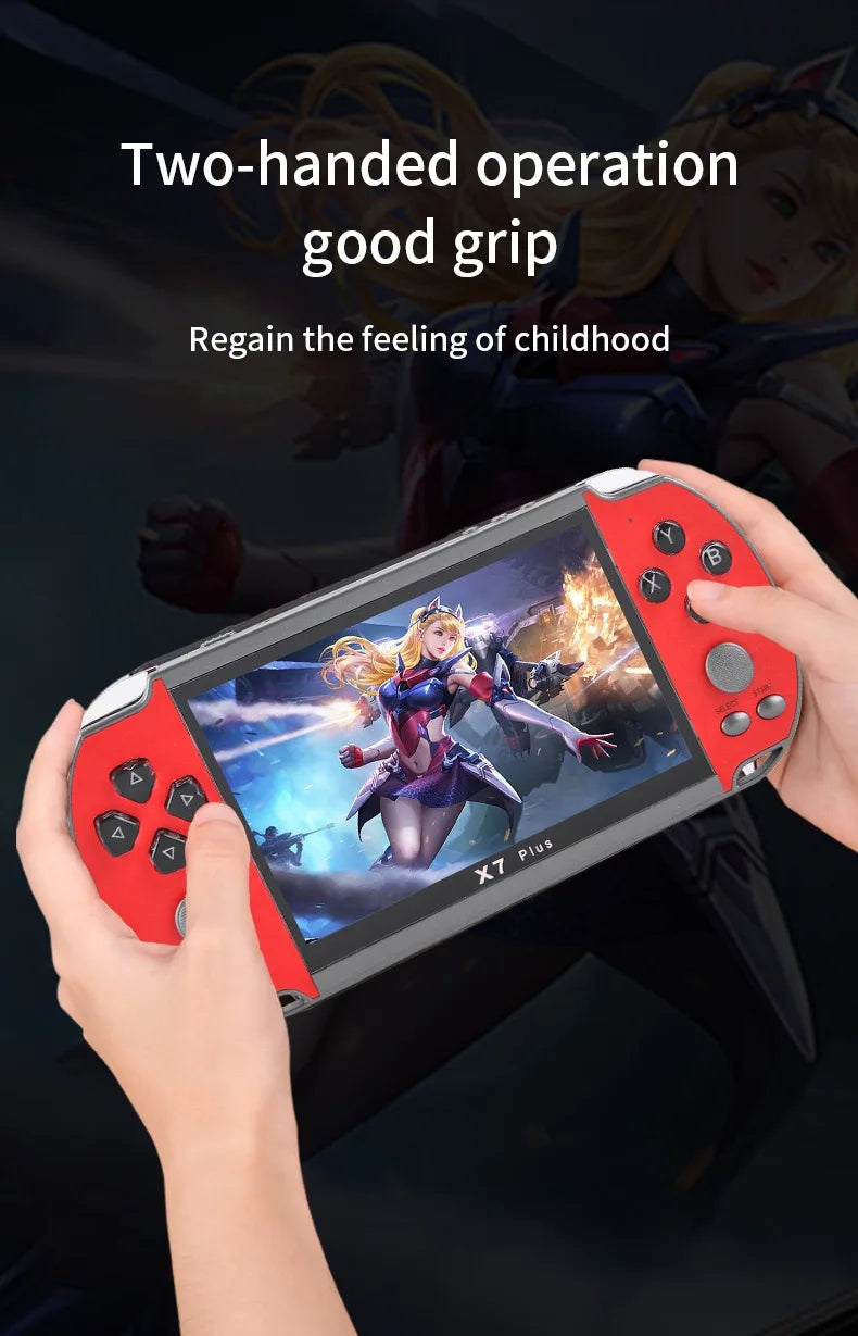 وحدة تحكم ألعاب محمولة X7Plus بشاشة عالية الدقة مقاس 5.1 بوصة ومشغل صوت وفيديو محمول مع أكثر من 15000 لعبة مجانية مدمجة