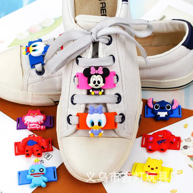 Disney Anime Figures Mickey Olaf Small White Shoes Shoelace Charms for Sneakers Shoes Cute Student Detachable Children's Gift