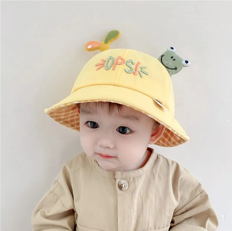 Baby Bucket Hat 2023 New For Kids Spring Outdoor Boys Girls Sun Hat Summer Cute Flog Toddler Children's Fisherman Cap Cotton