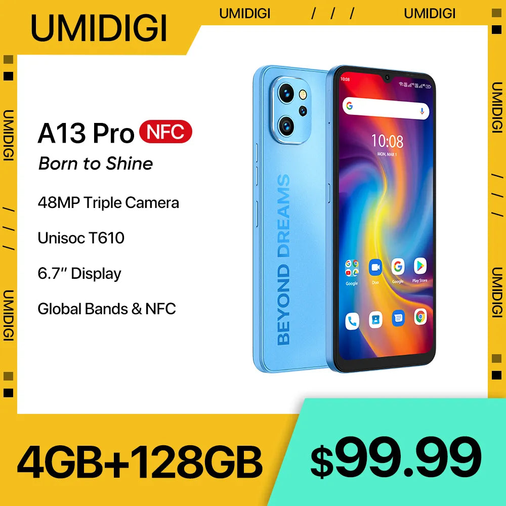 UMIDIGI A13 Pro Android Smartphone NFC 48MP AI Triple Camera 128GB 6.7" Full Display 5150mAh Cellular Global Version