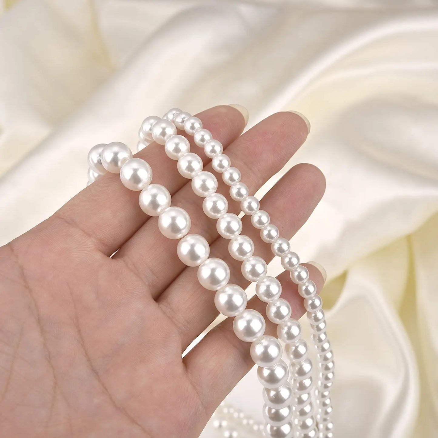 Hot Trendy Imitation Pearl Necklace Men Temperament Simple Handmade Strand Bead Necklace For Men Fashion Jewelry Gift