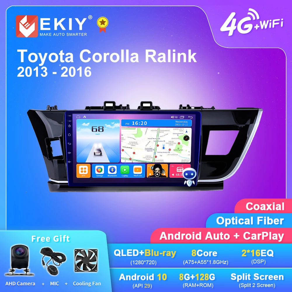 EKIY T7 For Toyota Corolla Ralink 2013-2016 Car Radio 2 Din Android Auto Multimedia Video Player GPS Navigation Carplay Stereo