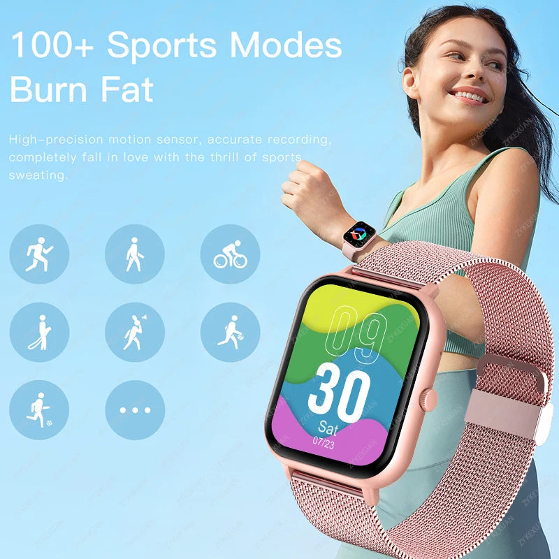 Smart Watch Women Men Heart Rate Blood Oxygen Voice Assistant 100+Sports Ladies Smartwatch For Xiaomi