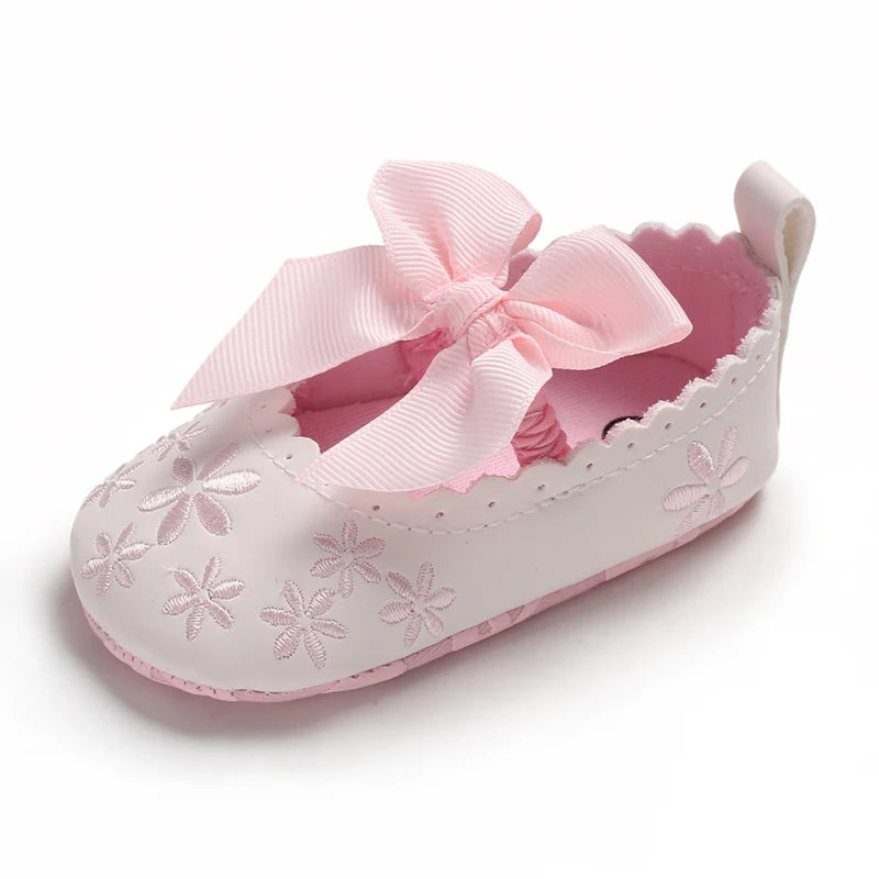 New Baby Shoes First Walkers Baby Girls Knitted Print PU Soft Sole Princess Shoes 0-18M Toddler Shoes Casual Fashion